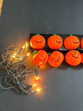 Vintage Pumpkin Blow Mold Stringed Lights, 10p